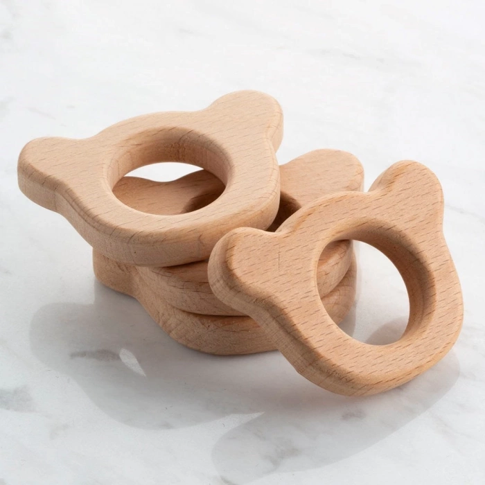 ÇOK SATAN Loren 4 lü Ayı Diş Kaşıyıcı Ahşap Halka