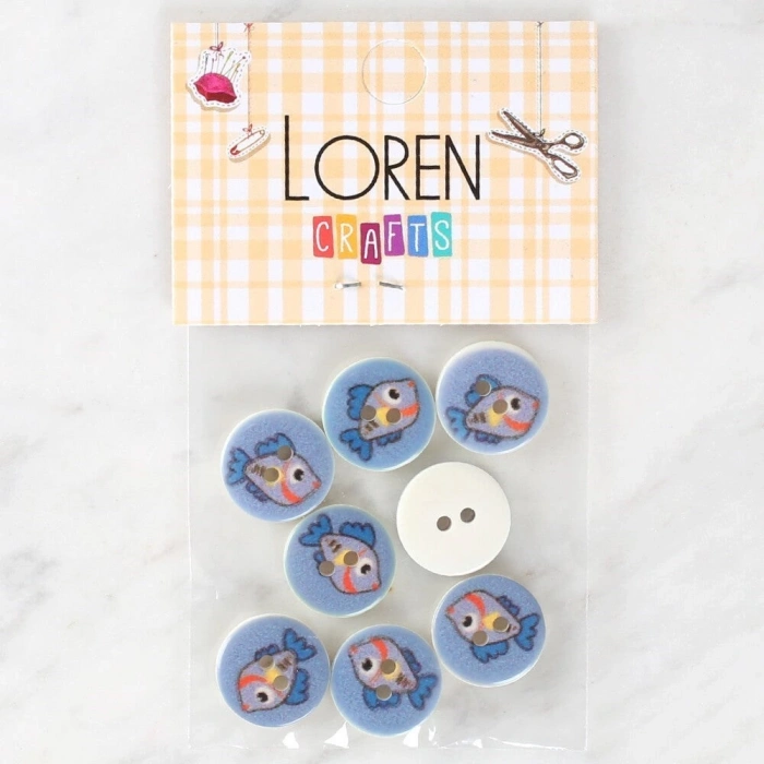 ÇOK SATAN Loren Crafts 8li Balık Düğme - 1158