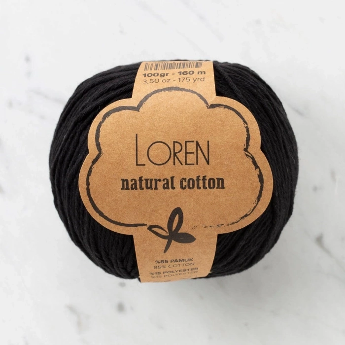 ÇOK SATAN Loren Natural Cotton Siyah El Örgü İpi - R004 - 33908