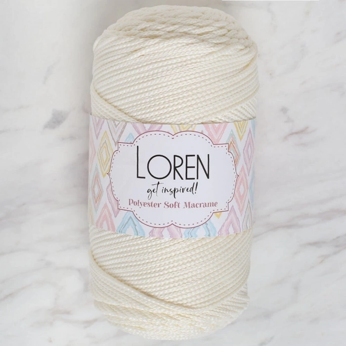 ÇOK SATAN Loren Polyester Soft Macrame Krem El Örgü İpi - LM003 - 34427