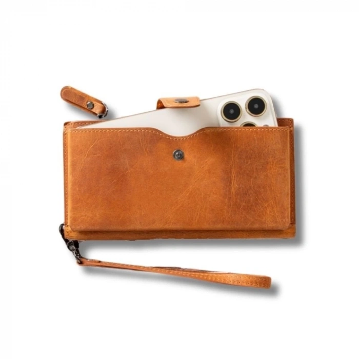 ÇOK SATAN Lozan Hanger 6.5 inch Uyumlu Deri Kartlıklı Kılıf Karamel