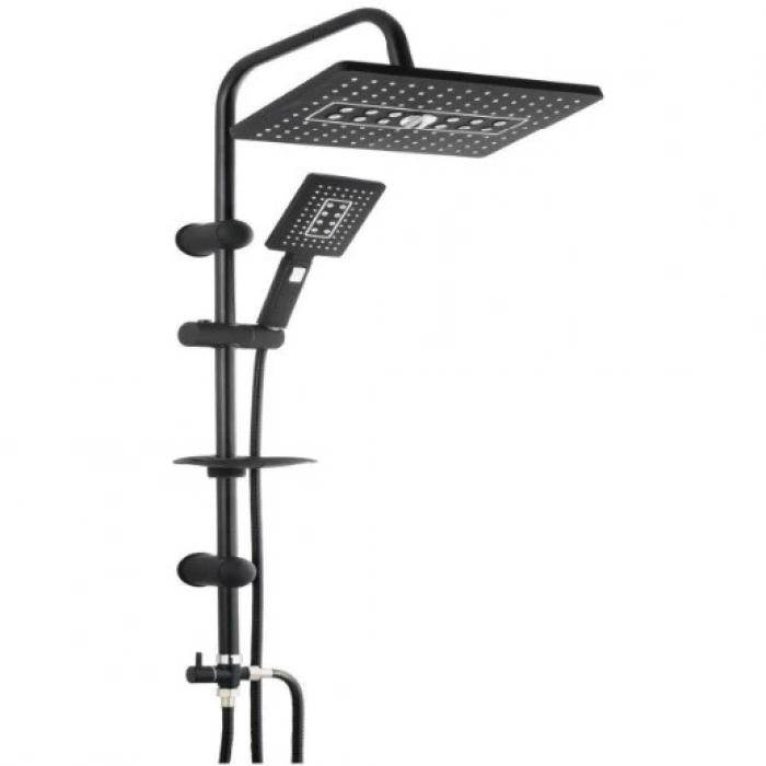 ÇOK SATAN Lüks Robot Duş Seti Mat Siyah Dikdörtgen | Çok Fonksiyonlu Yağmur Robot Duş Sistemi Siyah