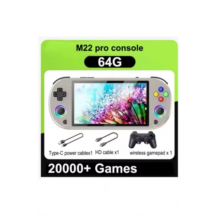 ÇOK SATAN M22 Pro Retro Oyun Konsolu 5.0 ’’ıps Ekran Dahili 20000+ Oyun Emülatörleri Rgb Led Joystick