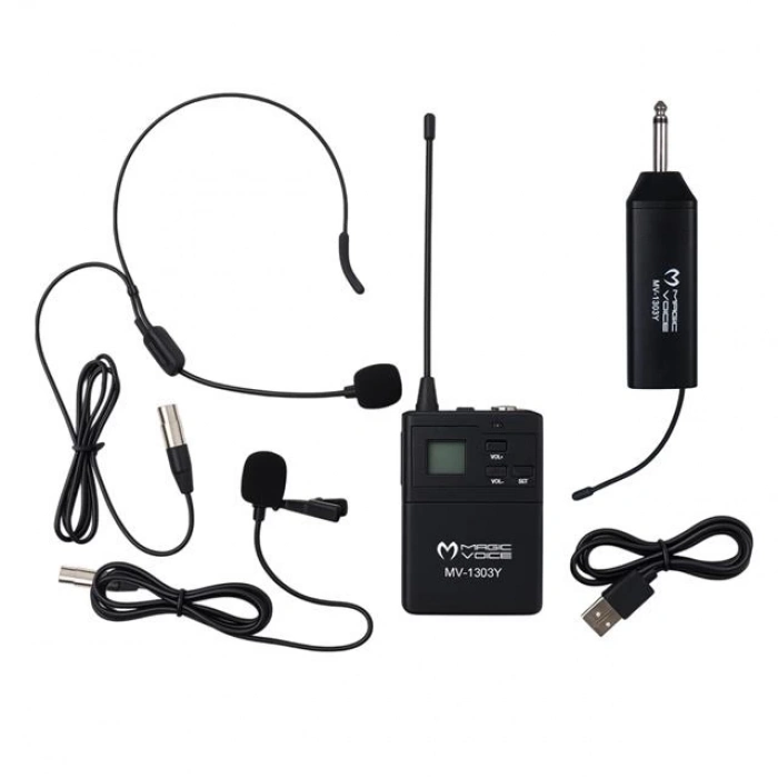 ÇOK SATAN Magicvoice Mv-1303y Uhf 1 Yaka + 1 Headset Kablosuz Profesyonel Telsiz Mikrofon