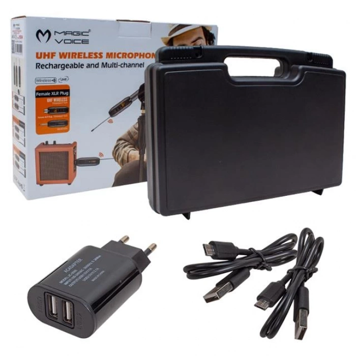 ÇOK SATAN Magicvoice Mv-19594 Uhf Göstergeli Kablosuz Amfi Mikrofon Ve Enstrüman Aksesuarı Üçlü Set