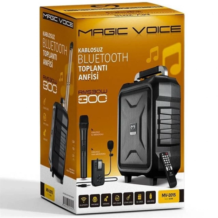 ÇOK SATAN Magicvoice Mv-2015 Usb-sd-bt 1 El + 1 Yaka Mikrofonlu 300w Taşınabilir Şarjlı Hoparlör Anfi