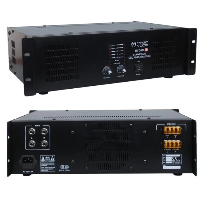 ÇOK SATAN Magicvoice Mv-2400 2x400 Watt 4-8 Ohm -100 V 19 Rack Hat Trafolu Power Anfi