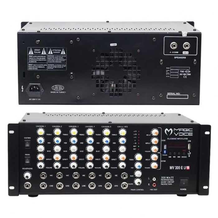 ÇOK SATAN Magicvoice Mv-300ef-tr 300 Watt 6 Mikrofon Girişli Usb-bluetooth Destekli Trafolu Mixer Anfi