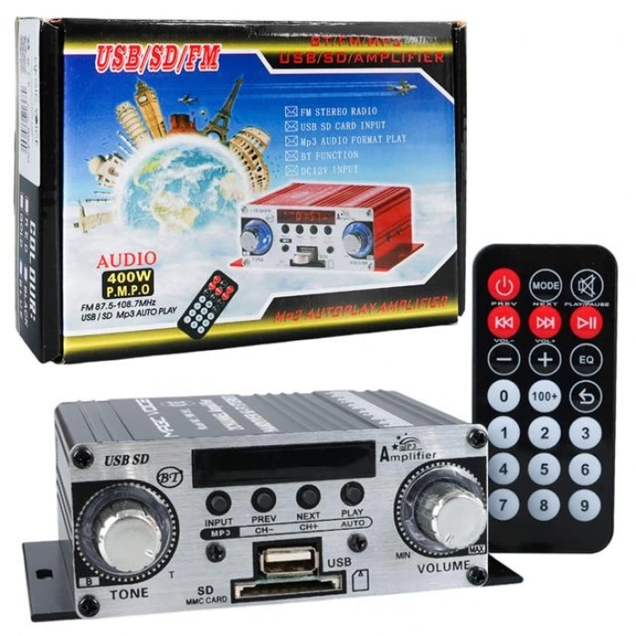 ÇOK SATAN Magicvoice Yw-191l 12 Volt 100 Watt Motosiklet Bluetooth Amfi Usb/sd 2 Kanal Pazarcı - Anfi (125x95x40mm)