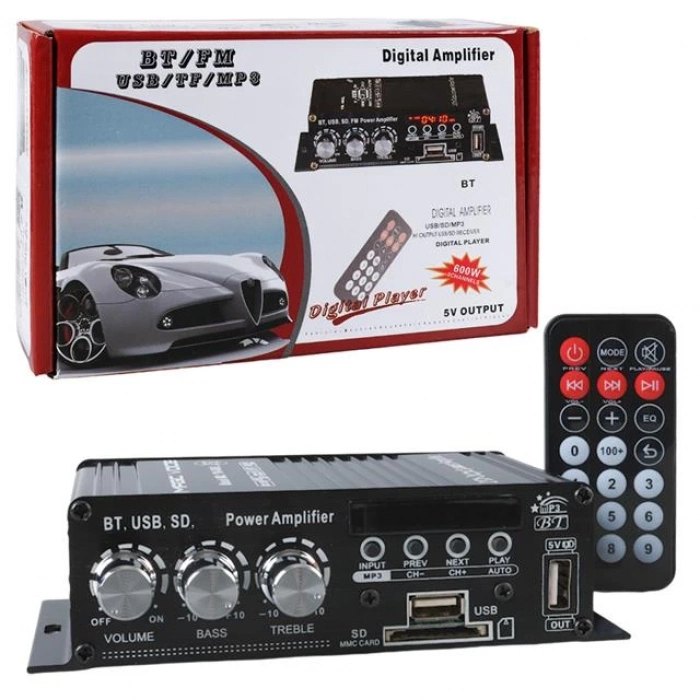 ÇOK SATAN Magicvoice Yw-406l 12 Volt 100 Watt Motosiklet Bluetooth Amfi Usb/sd 2 Kanal Pazarcı - Anfi (154x80x42mm)