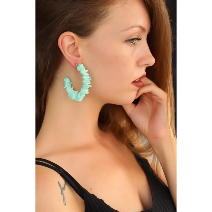 ÇOK SATAN Mavi Taşlı Bayan Sallantı Küpe