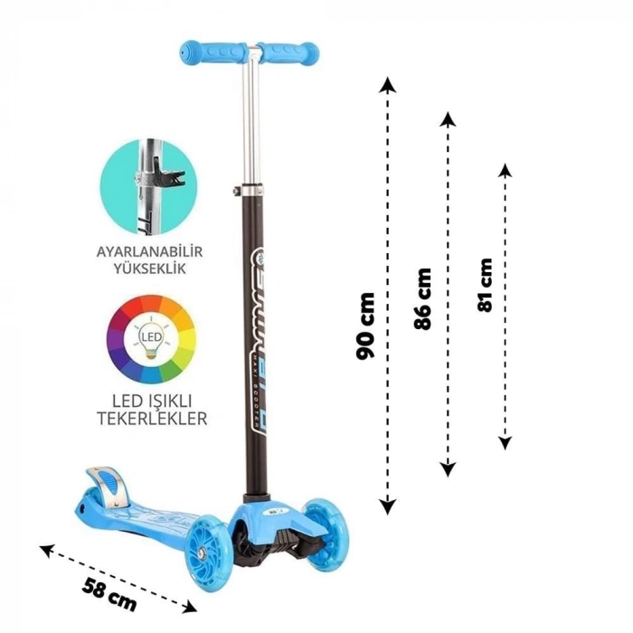 ÇOK SATAN Mavi Twist Işıklı Scooter Kırmızı