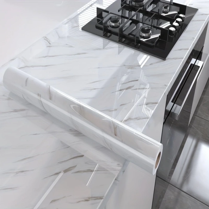 ÇOK SATAN Mermer Desenli Mutfak Duvar Kağıdı Sticker - 5mx60cm Su Geçirmez, Yağa Dayanıklı, Yüksek Sıcaklığa Dayanıklı Tezgah, Dolap, Ocak Yenileme Folyosu T04