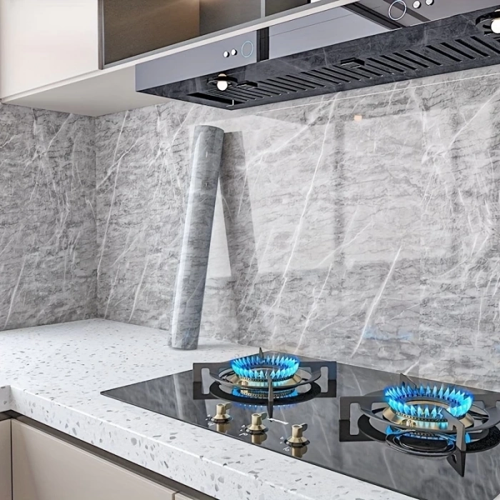 ÇOK SATAN Mermer Desenli Mutfak Duvar Kağıdı Sticker - 5mx60cm Su Geçirmez, Yağa Dayanıklı, Yüksek Sıcaklığa Dayanıklı Tezgah, Dolap, Ocak Yenileme Folyosu T04