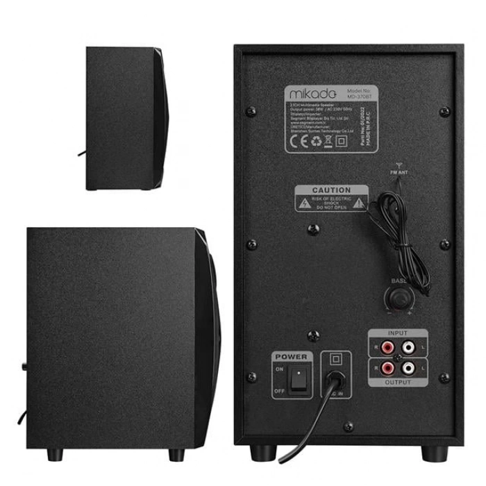 ÇOK SATAN Mikado Md-370bt 38w Siyah Bt/aux/usb/fm/led Işıklı Multimedia Speaker 2+1 Ses Sistemi
