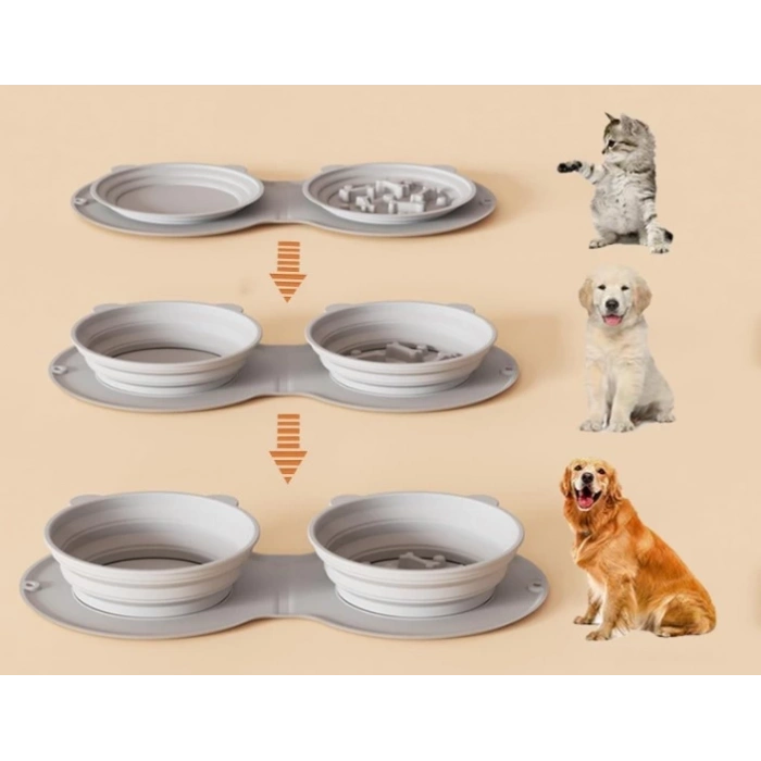 ÇOK SATAN Mikopet Katlanabilir İkili Mama Ve Su Kabı