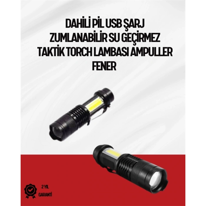 ÇOK SATAN Mini Boy LED El Feneri - 2000 Lümen, Su Geçirmez Tasarım