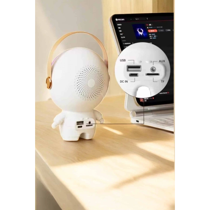 ÇOK SATAN Mini Karaoke Astronot Bluetooth Speaker Karaoke Mikrofon