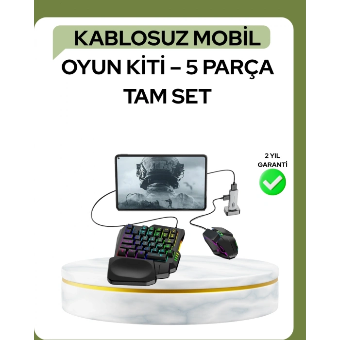 ÇOK SATAN Mobil PUBG Oyuncuları İçin 5in1 Klavye Mouse Oyun Seti – BT5.3 Destekli