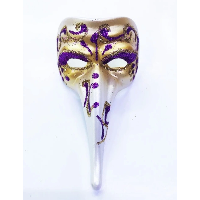 ÇOK SATAN Mor Renk İşlemeli Seramik Malzemeden İmal Venedik Uzun Maske Magnet