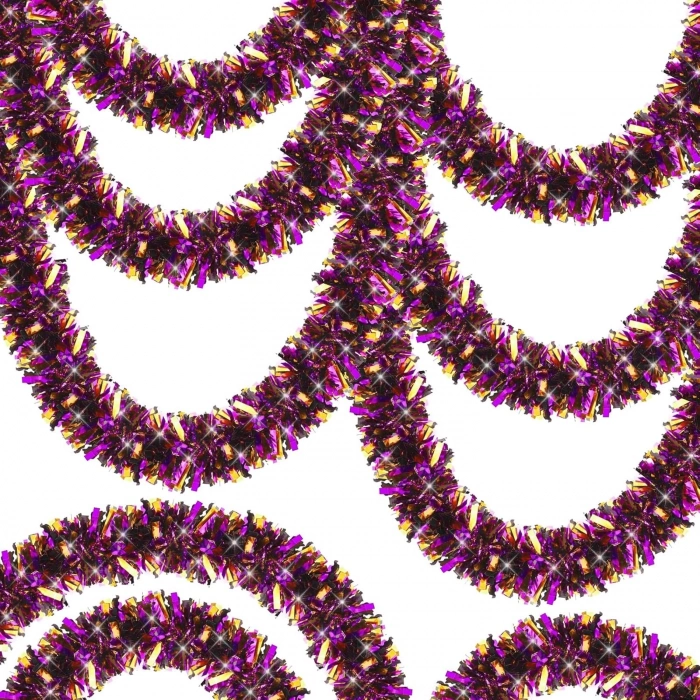 ÇOK SATAN Mor Turuncu Renk 4 cm Genişlik Garland Çift Renk Sim Süs 180 cm