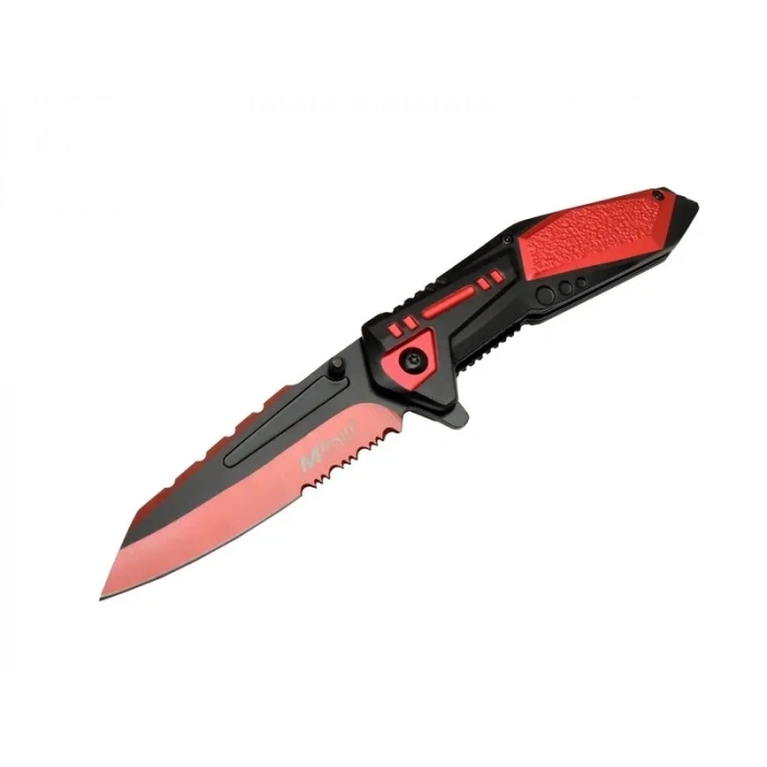 ÇOK SATAN Mtech 4173 Kırmızı Kamp Çakı 21cm - Yarı Otomatik, Kemerlikli, Testere Detaylı