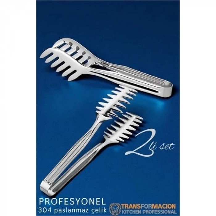 ÇOK SATAN Mutfak Maşa Seti - Makarna Pasta Salata Çok Amaçlı Maşa 2 li SET 304 Paslanmaz Çelik