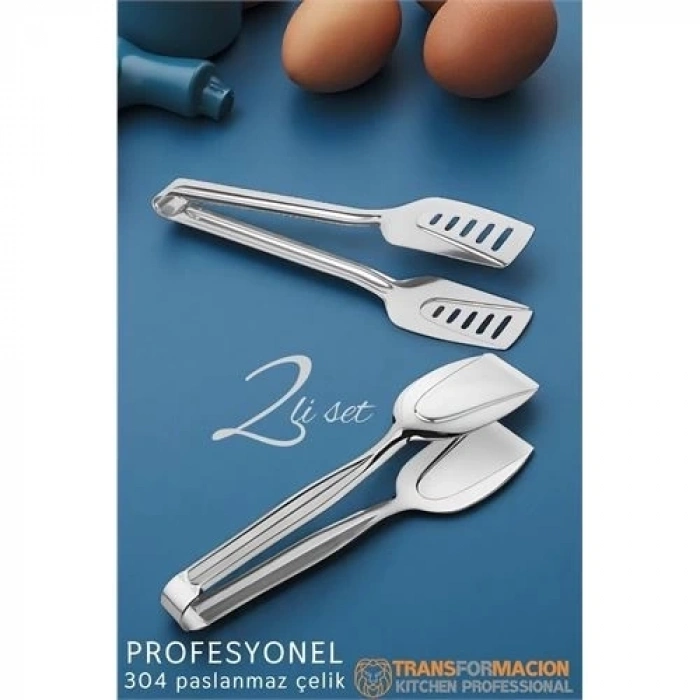 ÇOK SATAN Mutfak Maşa Seti - Makarna Pasta Salata Çok Amaçlı Maşa 2 li SET 304 Paslanmaz Çelik