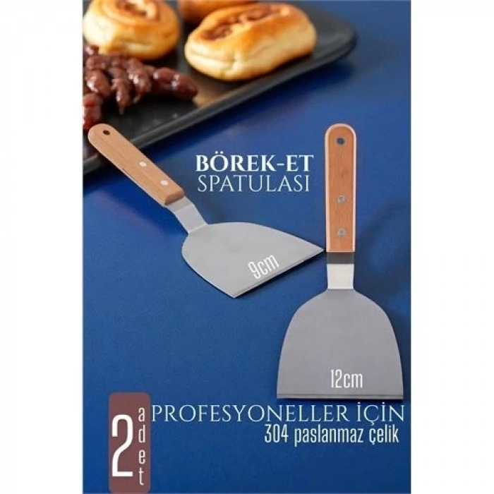 ÇOK SATAN Mutfak Spatulası- Hamur Börek Et Spatulası 9 ve 12 cm 2 Lİ SET