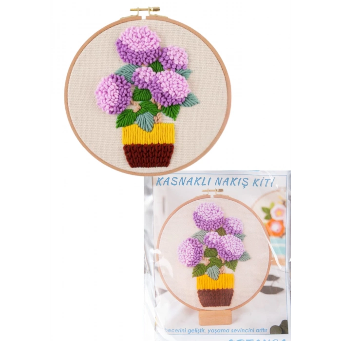 ÇOK SATAN Nakış Kitleri Kasnaklı 13.5 X 18.8 cm Ortanca