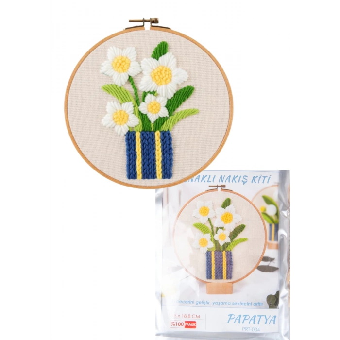 ÇOK SATAN Nakış Kitleri Kasnaklı 13.5 X 18.8 cm Papatya
