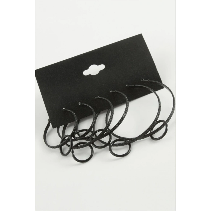 ÇOK SATAN Noktalı İç İçe Metal Halka Küpe 6 Adet