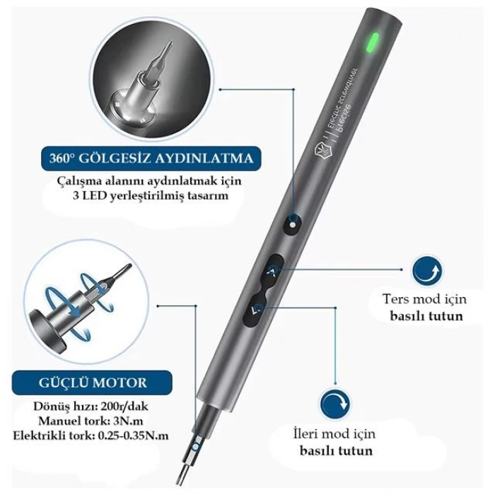 ÇOK SATAN Noyafa No-882037 28ın1 Mini Şarjlı Tornavida Seti Yüksek Torklu 24 Uçlu Başlıklı