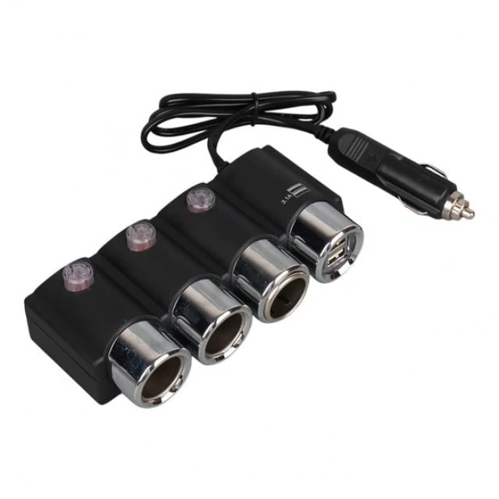 ÇOK SATAN Olesson 1508 12-24v 3lü Çift Usbli 120w 80 Cm Kablolu Araç Çakmak Çoklayıcı