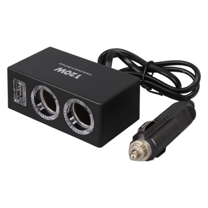 ÇOK SATAN Olesson 1522 12-24v Tek Usb Girişli 120w 80cm Kablolu 2li Araç Çakmak Çoklayıcı