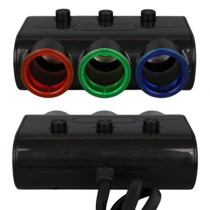 ÇOK SATAN Olesson 1523 12-24v Çift Usb Girişli 120w 80cm Kablolu 3lü Araç Çakmak Çoklayıcı