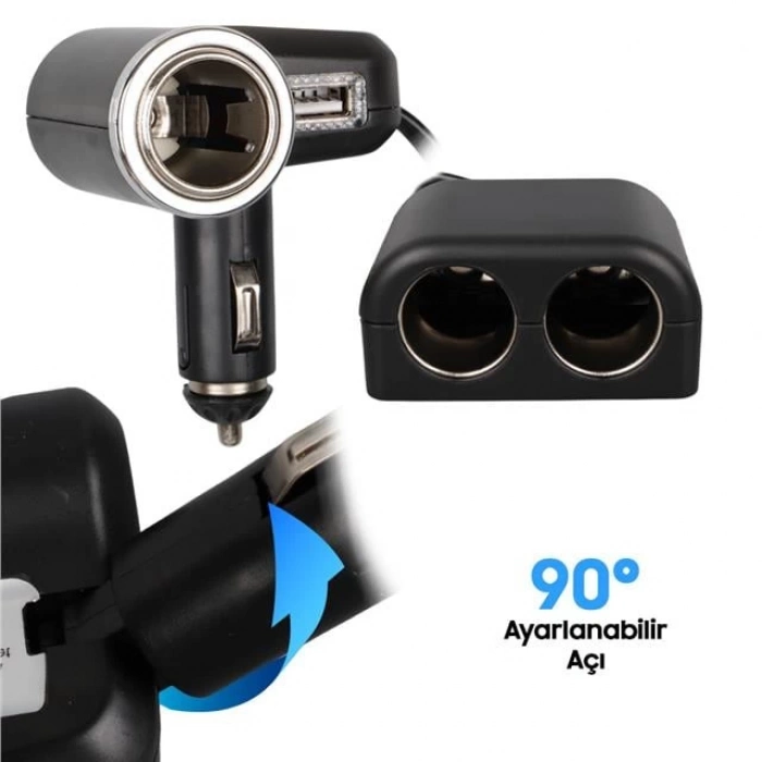 ÇOK SATAN Olesson 1526 12-24v Tek Usb Girişli 120w 80 Cm Kablolu 3lü Araç Çakmak Çoklayıcı