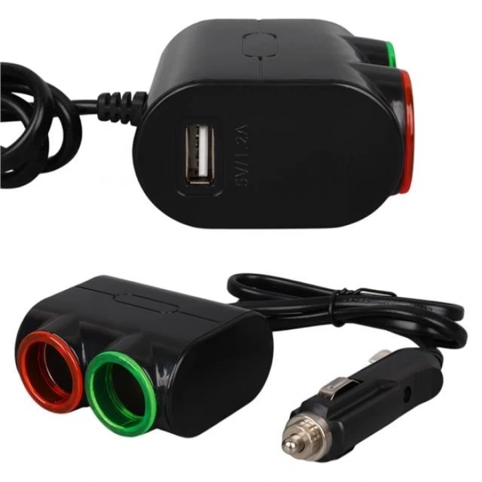 ÇOK SATAN Olesson 1631 12-24v Tek Usb Girişli 120w 80cm Kablolu 2lı Araç Çakmak Çoklayıcı