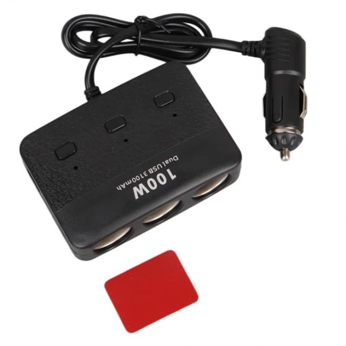 ÇOK SATAN Olesson 1636 12-24v Çift Usb Girişli 100w 70 Cm Kablolu 3lü Araç Çakmak Çoklayıcı