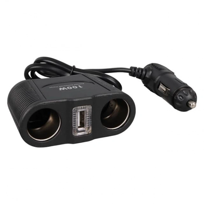 ÇOK SATAN Olesson 1645 12-24v Tek Usb Girişli 100w 70cm Kablolu 2li Araç Çakmak Çoklayıcı