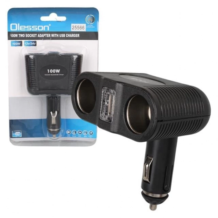 ÇOK SATAN Olesson 1646 12-24v Tek Usb Girişli 100w Çiftli Araç Çakmak Çoklayıcı