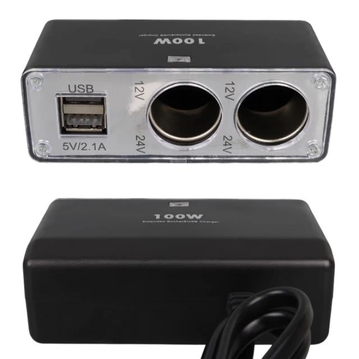 ÇOK SATAN Olesson 1647 12-24v Çift Usb Girişli 100w 70cm Kablolu 2li Araç Çakmak Çoklayıcı
