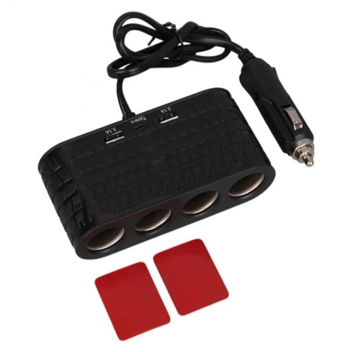 ÇOK SATAN Olesson 1654 12-24v Çift Usb - Type-c 120w 80cm Kablolu 4lü Araç Çakmak Çoklayıcı