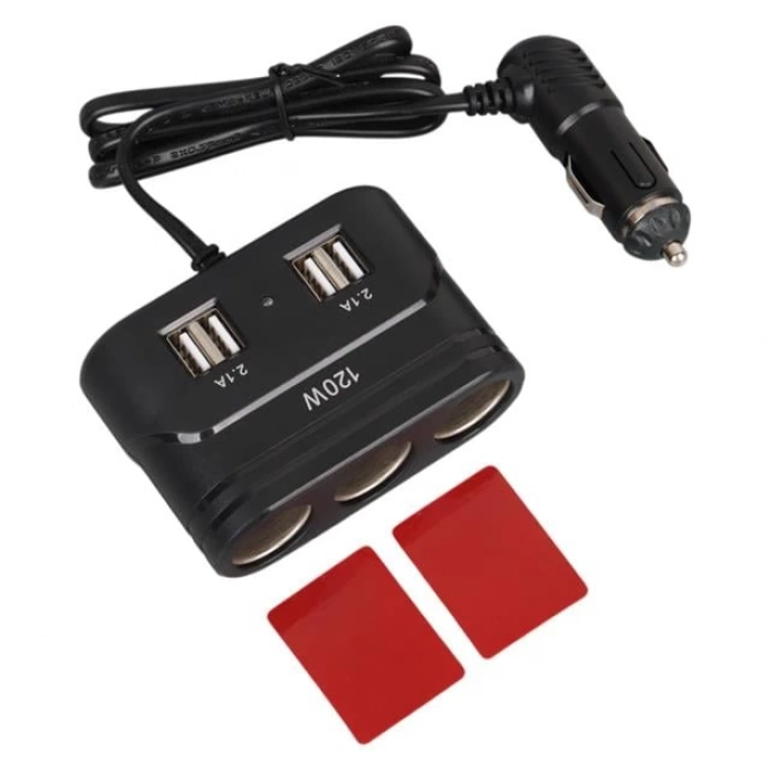 ÇOK SATAN Olesson 1678 12-24v 4 Usb Girişli 120w 80cm Kablolu 3lü Araç Çakmak Çoklayıcı