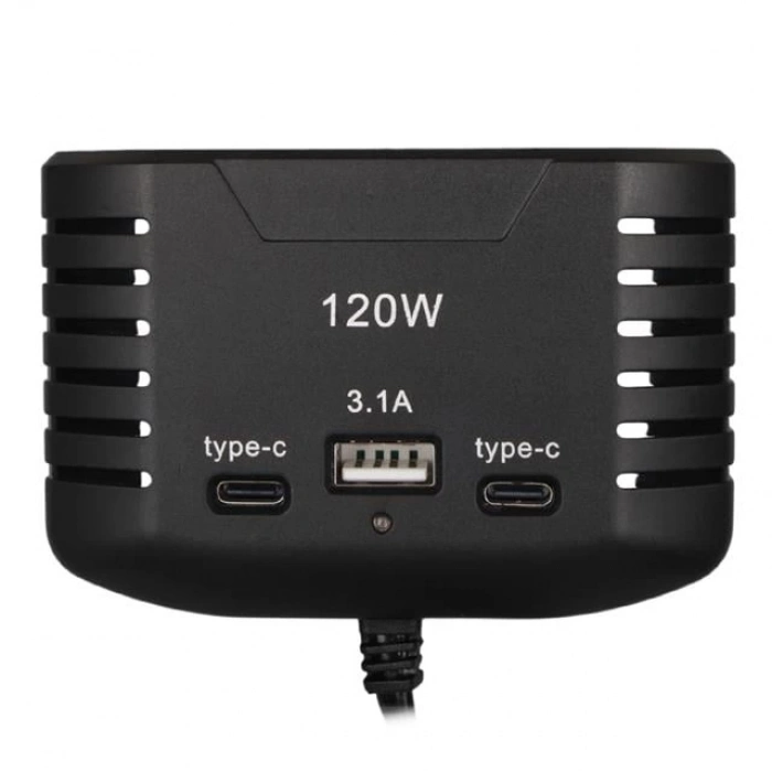 ÇOK SATAN Olesson 2012 12-24v Çift Type-c - Tek Usb Girişli 120w 80cm Kablolu 3lü Araç Çakmak Çoklayıcı