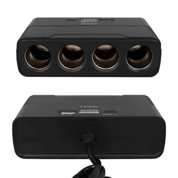 ÇOK SATAN Olesson 2014 12-24v Type-c + Usb-a Girişli 120w 80cm Kablolu 4lü Araç Çakmak Çoklayıcı