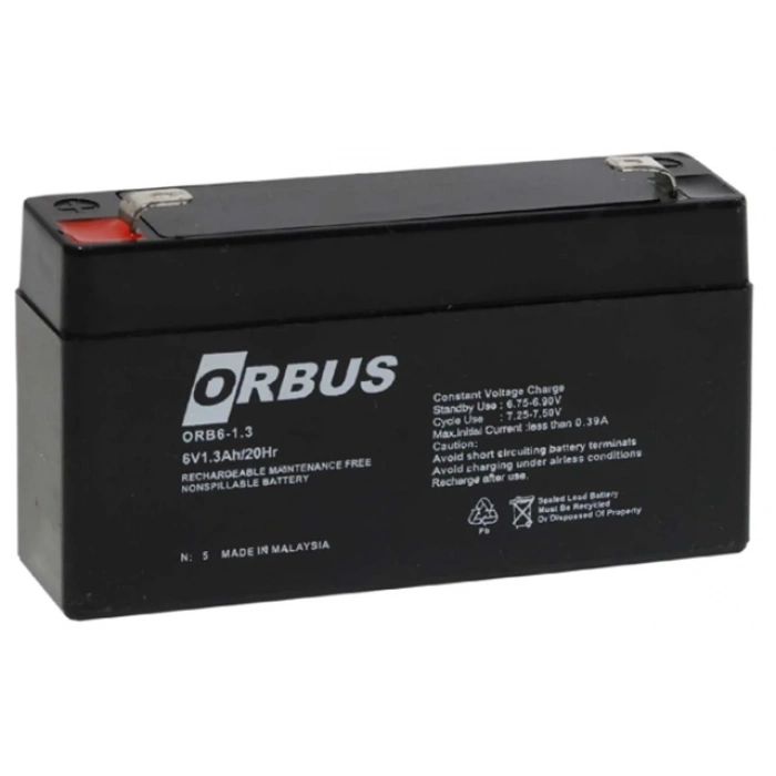 ÇOK SATAN Orbus Orb-613 6 Volt 1.3 Amper Bakımsız Kuru Akü (98x25x52mm)