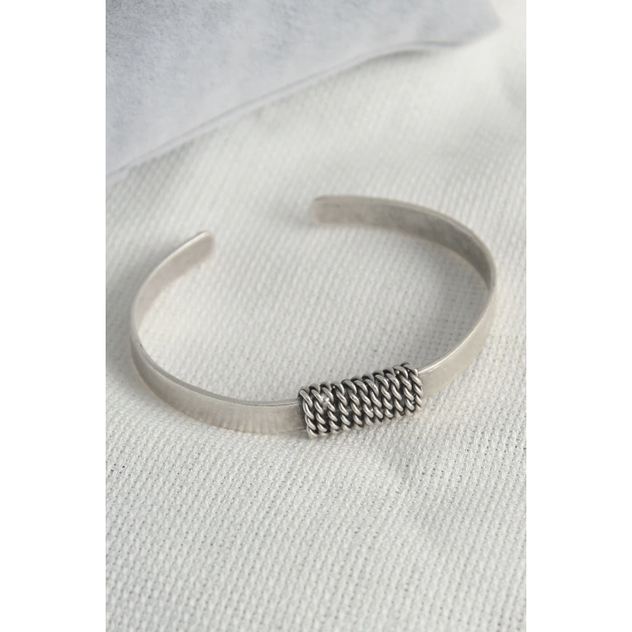 ÇOK SATAN Otantik Gümüş Renk Zincir İşleme Plaka Model Erkek Bileklik