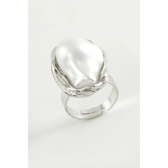 ÇOK SATAN Oval İnci Metal Yüzük