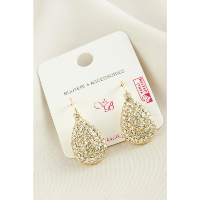 ÇOK SATAN Oval Taşlı Klipsi Küpe